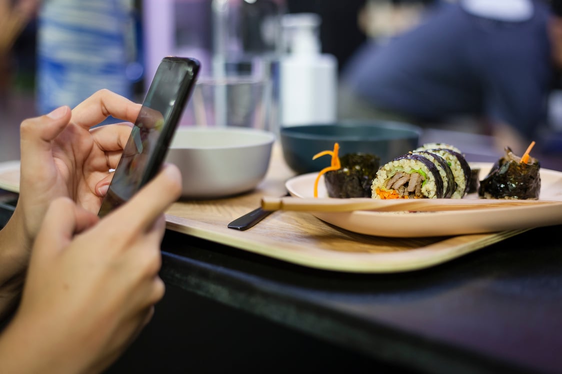 Social media sharing korean kimbap food